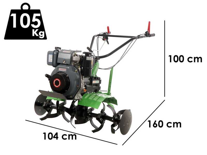 Motobineuse diesel AgriEuro Premium-Line AGRI 102 -  Moteur &agrave; Diesel de 296cm3