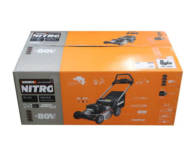 Tondeuse autotract&eacute;e &agrave; batterie WORX NITRO WG761E - 80V / 4Ah - coupe de 51 cm