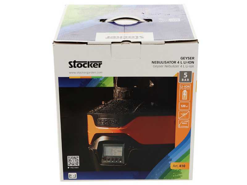 Atomiseur &agrave; batterie Stocker Geyser 4 L Li-Ion - Batterie de 12V 2,5Ah - D&eacute;sinfectant