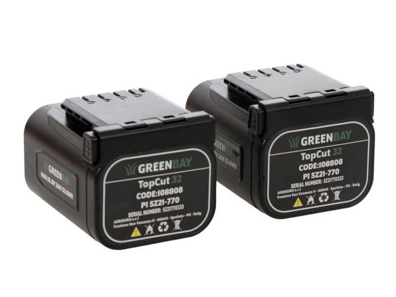 S&eacute;cateur de taille &agrave; batterie GreenBay TopCut 32 - 2 batteries de 16.8V - 2Ah