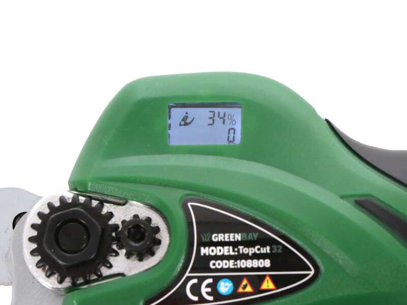 S&eacute;cateur de taille &agrave; batterie GreenBay TopCut 32 - 2 batteries de 16.8V - 2Ah - Diam&egrave;tre de coupe 32 mm