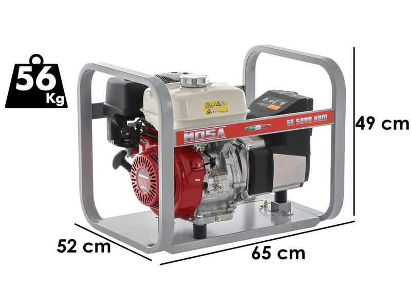 MOSA GE 5000 HBM - Groupe &eacute;lectrog&egrave;ne &agrave; essence 4.5 kW - Continu 3.6 kW Monophas&eacute;