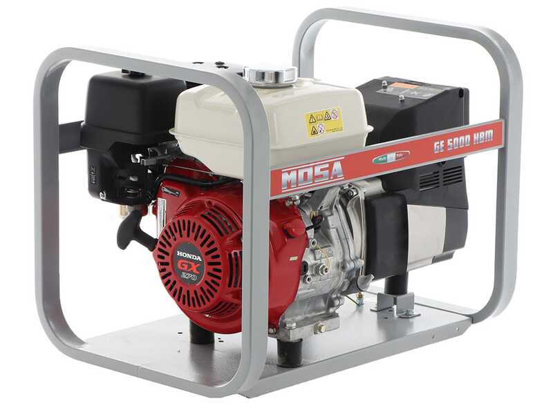 MOSA GE 5000 HBM AVR - Groupe &eacute;lectrog&egrave;ne &agrave; essence avec AVR 4.5 kW - Continu 3.6 kW Monophas&eacute; - Moteur Honda GX270