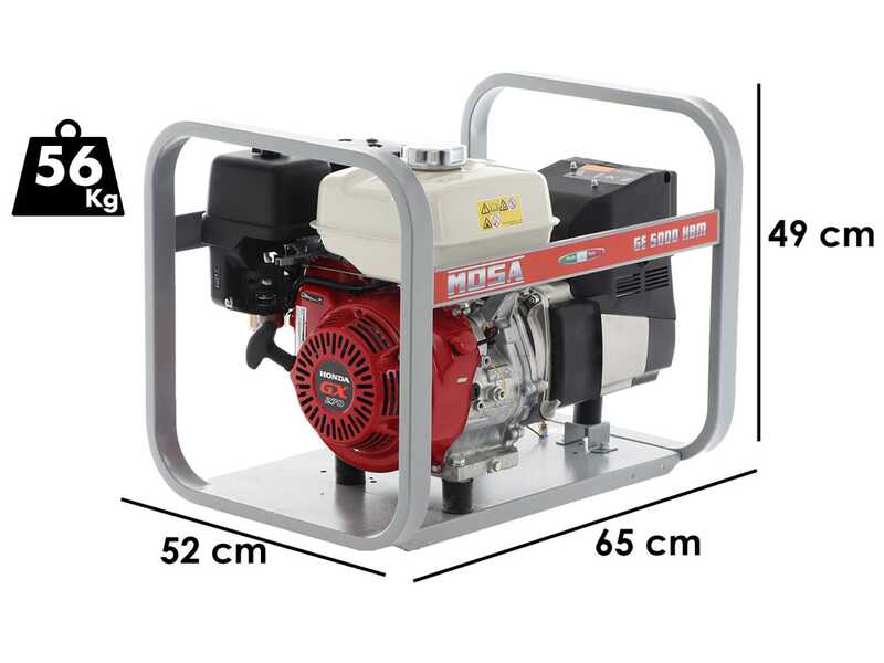 MOSA GE 5000 HBM AVR - Groupe &eacute;lectrog&egrave;ne &agrave; essence avec AVR 4.5 kW - Continu 3.6 kW Monophas&eacute; - Moteur Honda GX270