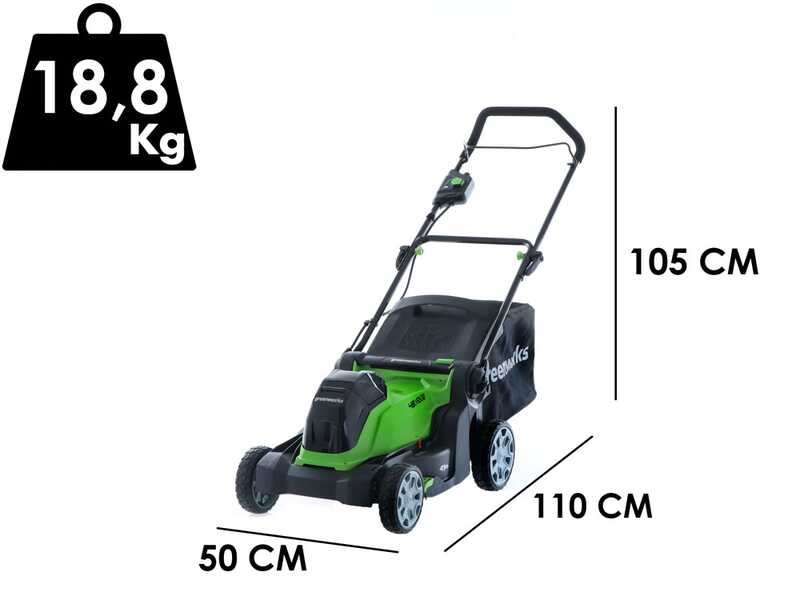 Greenworks G48LM41 - Tondeuse &agrave; gazon &agrave; batterie 48V/4Ah - coupe 41 cm