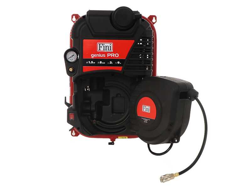 Fini Genius Pro 230/50 - Compresseur d'air mural avec enrouleur - 160 L/min