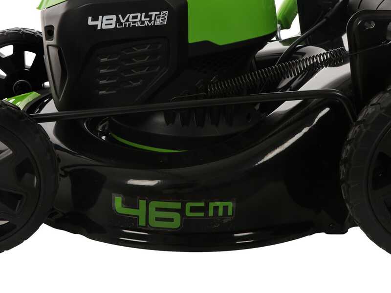 Greenworks GD48LM46SP - Tondeuse &agrave; gazon autotract&eacute;e &agrave; batterie 48V/4Ah + une batterie 48V 2Ah offerte - Coupe 46 cm