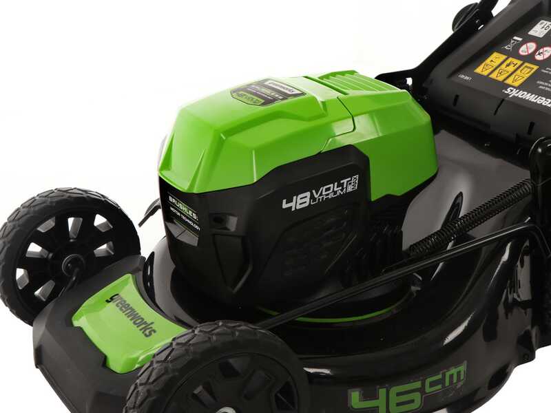 Greenworks GD48LM46SP - Tondeuse &agrave; gazon autotract&eacute;e &agrave; batterie 48V/4Ah + une batterie 48V 2Ah offerte - Coupe 46 cm