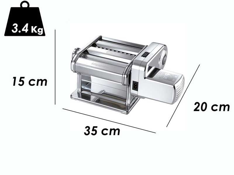 Marcato Ampiamotor - Laminoir - Machine &agrave; p&acirc;tes &eacute;lectrique/manuelle en INOX 100W