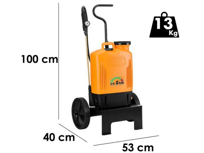 Pulv&eacute;risation &eacute;lectrique &agrave; batterie au lithium Volpi 22PTC sur chariot &agrave; roues