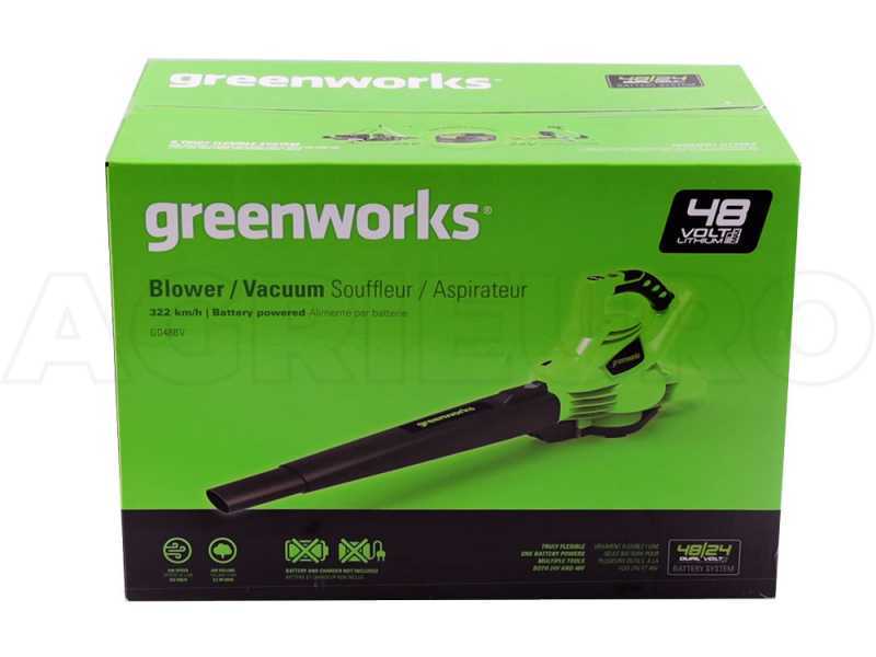 Souffleur aspirateur &agrave; batterie Greenworks GD48BV 48V- SANS BATTERIE NI CHARGEUR
