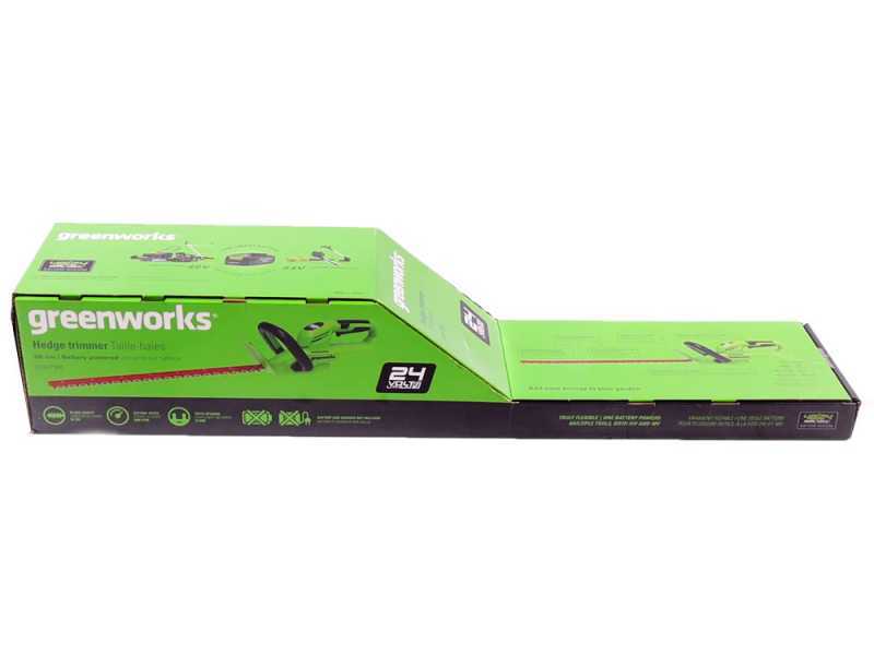 Taille-haies &agrave; batterie Greenworks G24HT56 24V - lame de  56 cm - Batterie 4Ah 24V
