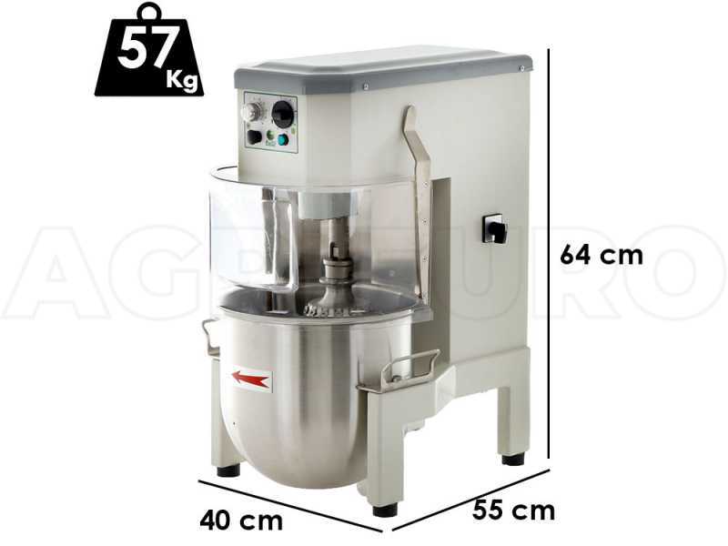 Batteur m&eacute;langeur plan&eacute;taire FIMAR PLN20BV - Cuve en acier INOX de 20 litres