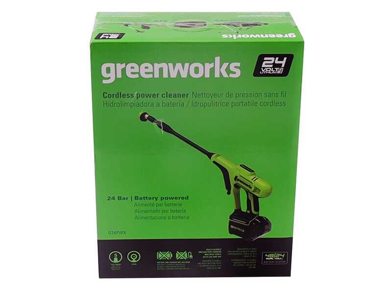 Greenworks G24PWXK4 - Pistolet nettoyeur &agrave; batterie - 24 bar - 24V - 4Ah