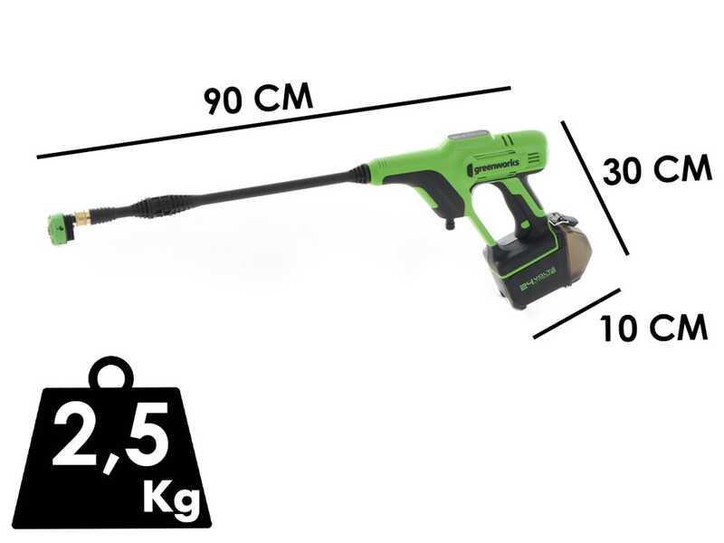 Greenworks G24PWXK4 - Pistolet nettoyeur &agrave; batterie - 24 bar - 24V - 4Ah