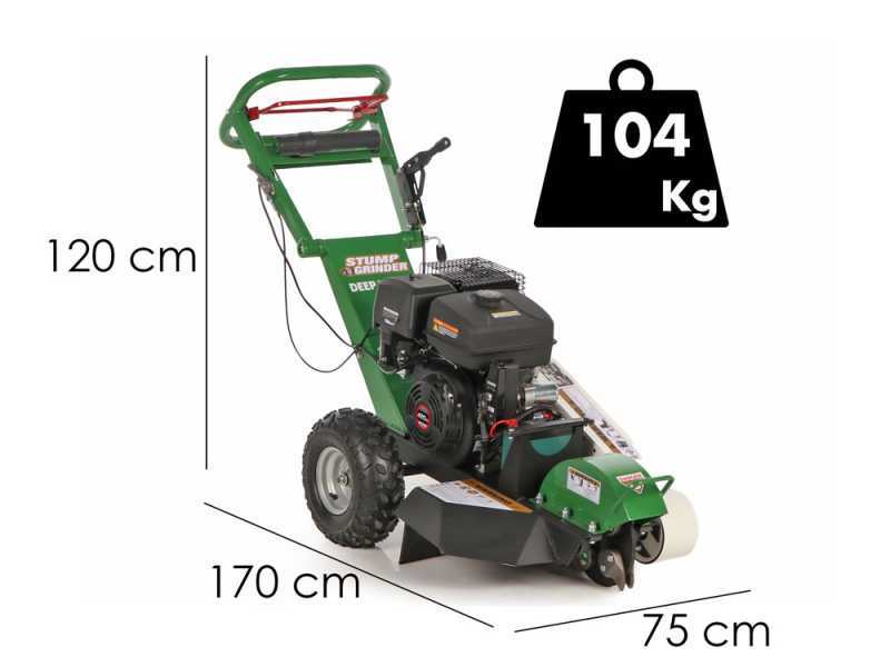 GreenBay Deep LE-330 - Rogneuse de souches - Moteur Loncin 420 cm3 avec d&eacute;marrage &eacute;lectrique - Roue de coupe avec 8 fraises en carbure de tungst&egrave;ne