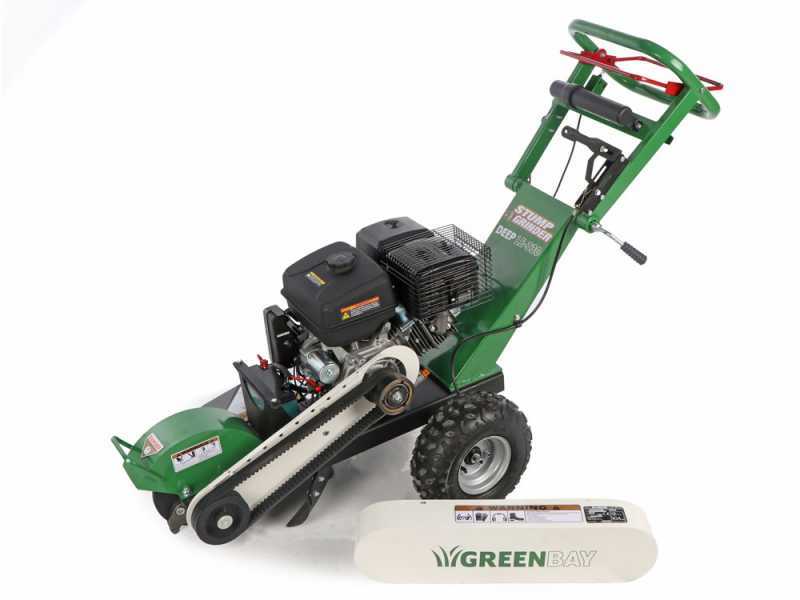 GreenBay Deep LE-330 - Rogneuse de souches - Moteur Loncin 420 cm3 avec d&eacute;marrage &eacute;lectrique - Roue de coupe avec 8 fraises en carbure de tungst&egrave;ne