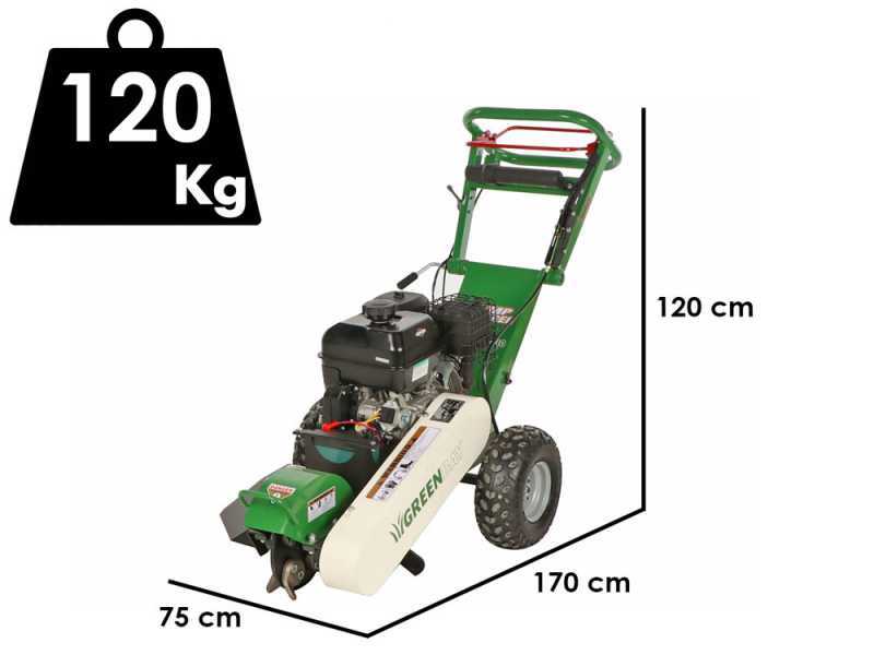 GreenBay Deep BSE-330 - Rogneuse de souches - Moteur B&amp;S XR2100 420 cm3 avec d&eacute;marrage &eacute;lectrique - Roue de coupe avec 8 fraises en carbure de tungst&egrave;ne