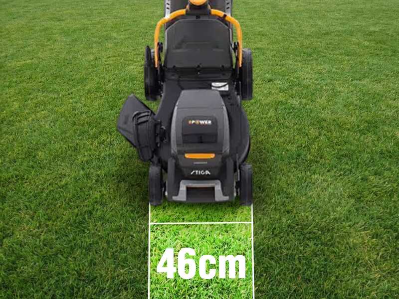 Stiga Combi 748e V - Tondeuse &agrave; gazon &agrave; batterie - 2x 48V/5Ah - Largeur de coupe 46 cm