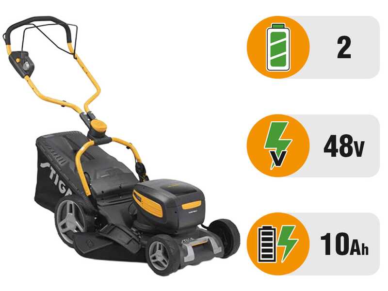 Stiga Combi 748e V - Tondeuse &agrave; gazon &agrave; batterie - 2x 48V/5Ah - Largeur de coupe 46 cm