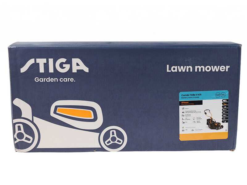 Stiga Combi 748e V - Tondeuse &agrave; gazon &agrave; batterie - 2x 48V/5Ah - Largeur de coupe 46 cm