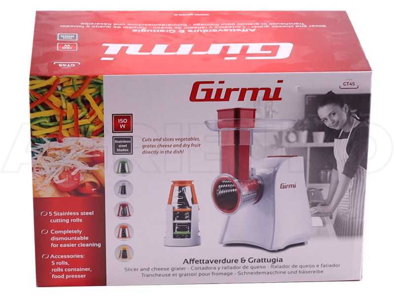 Girmi GT4500 - R&acirc;pe &agrave; l&eacute;gumes &eacute;lectrique - Moteur &eacute;lectrique de 150 Watts