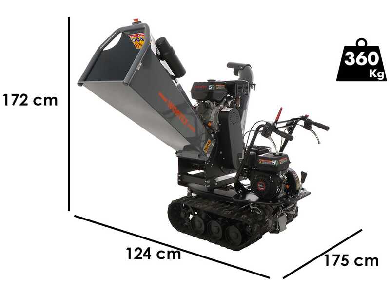 Wortex Tiger D420/120L - Broyeur &agrave; moteur thermique avec base &agrave; chenilles - Moteur Loncin D420