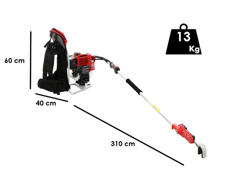 Peigne vibreur thermique &agrave; crochet 180 cm moteur &agrave; dos Kawasaki TJ 45