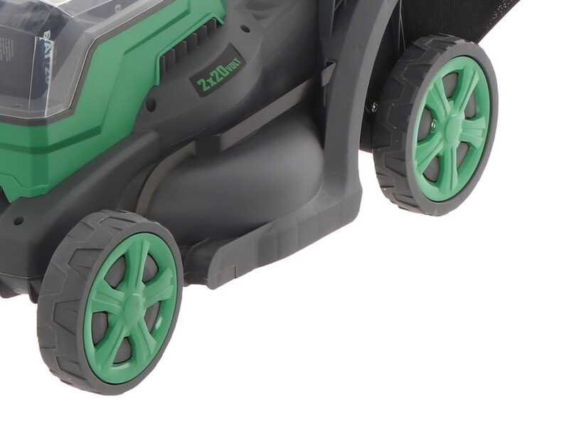 Tondeuse &agrave; pouss&eacute;e &agrave; batterie RIBIMEX PRBAT20-TON33 - Batterie de 2x20V 4Ah - Largeur de coupe 34 cm