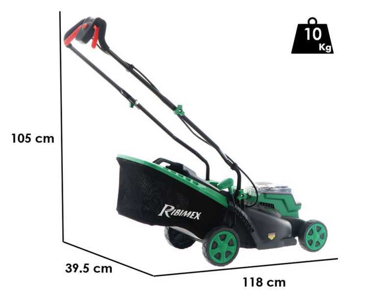 Tondeuse &agrave; pouss&eacute;e &agrave; batterie RIBIMEX PRBAT20-TON33 - Batterie de 2x20V 4Ah - Largeur de coupe 34 cm
