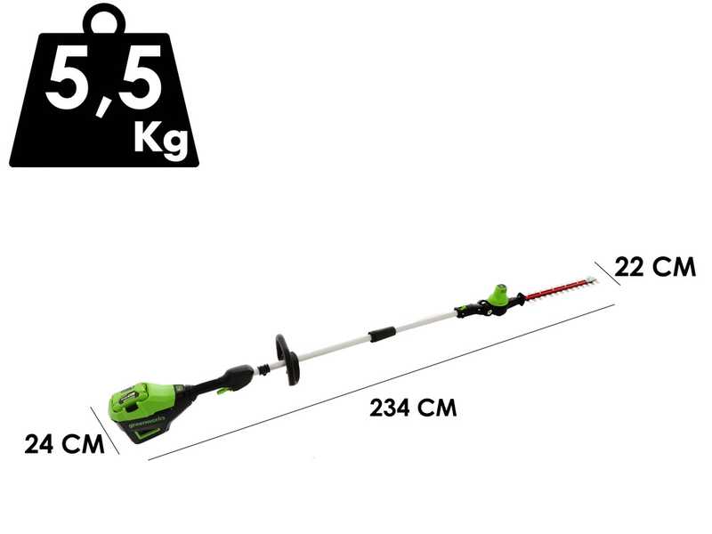 Taille-haie sur perche de rallonge &agrave; batterie Greenworks G60PHT51 60V - Batterie 60V 2Ah