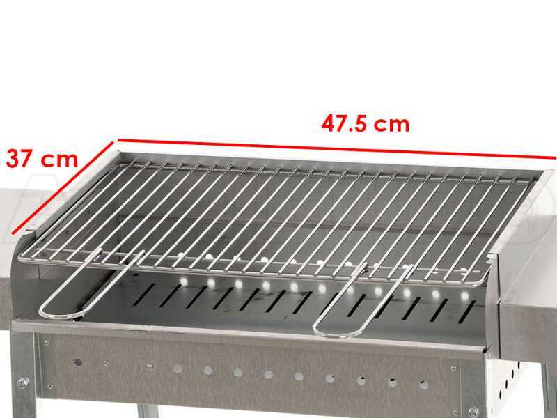 Barbecue &agrave; charbon Seven Italy Peppino - Grille en acier chrom&eacute; de 47.5x37 cm