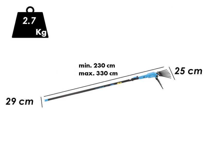 Lisam Oliveco - Peigne vibreur &eacute;lectrique &agrave; batterie - Avec dents en Nylon  - 230-330 cm - Perche t&eacute;lescopique