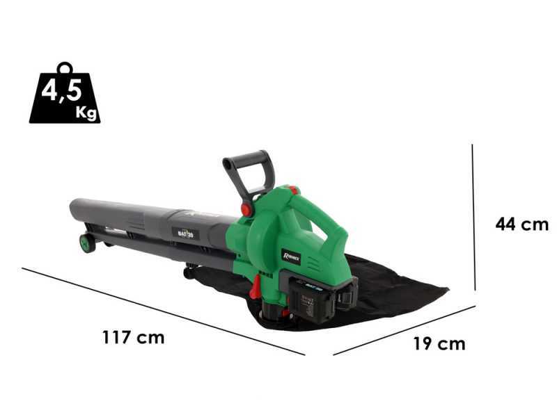 Ribimex PRBAT20-ASBSB - Souffleur aspirateur de feuilles &agrave; batterie 40 V 4 Ah 