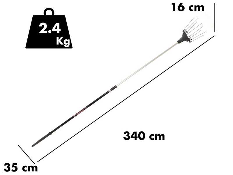 Zanon Murcielago R AL300 - Peigne vibreur &eacute;lectrique &agrave; batterie dorsale - Perche t&eacute;lescopique 210/340 cm - SANS BATTERIE