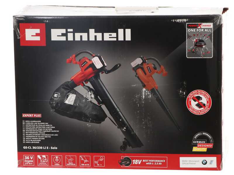 Einhell GE-CL 36/230 Li E - Aspirateur Souffleur &agrave; feuilles sur batterie - 2x 18V 5.2Ah