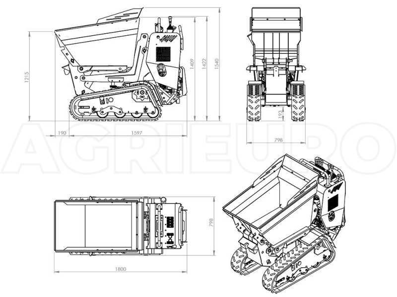 Brouette &agrave; moteur sur chenilles AgriEuro Top-Line RAPTOR 7800 HEDH 4.0 - Honda GXe390