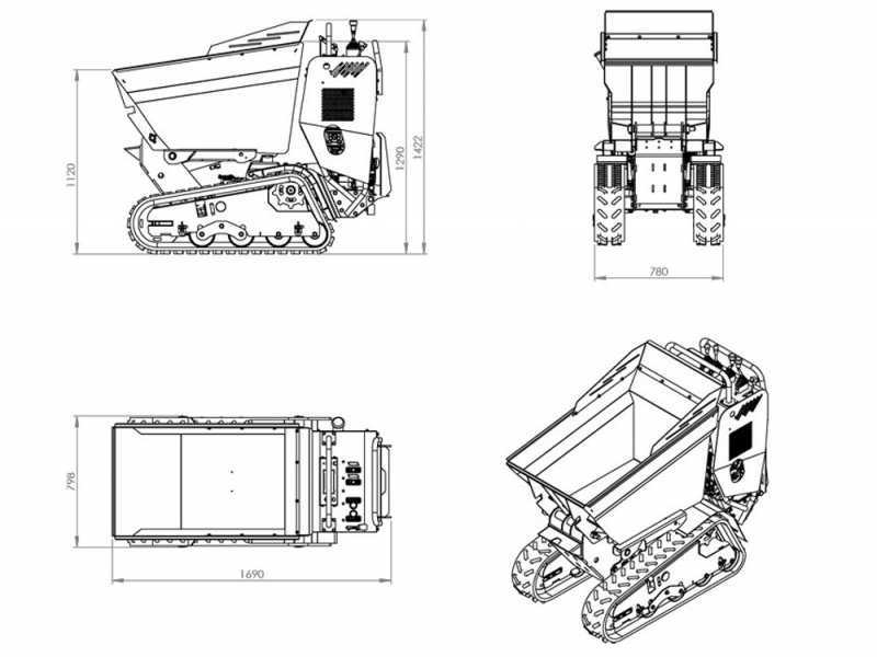 Brouette &agrave; moteur sur chenilles AgriEuro Top-Line RAPTOR 6800 HD - Honda GX270 - Avec pelle