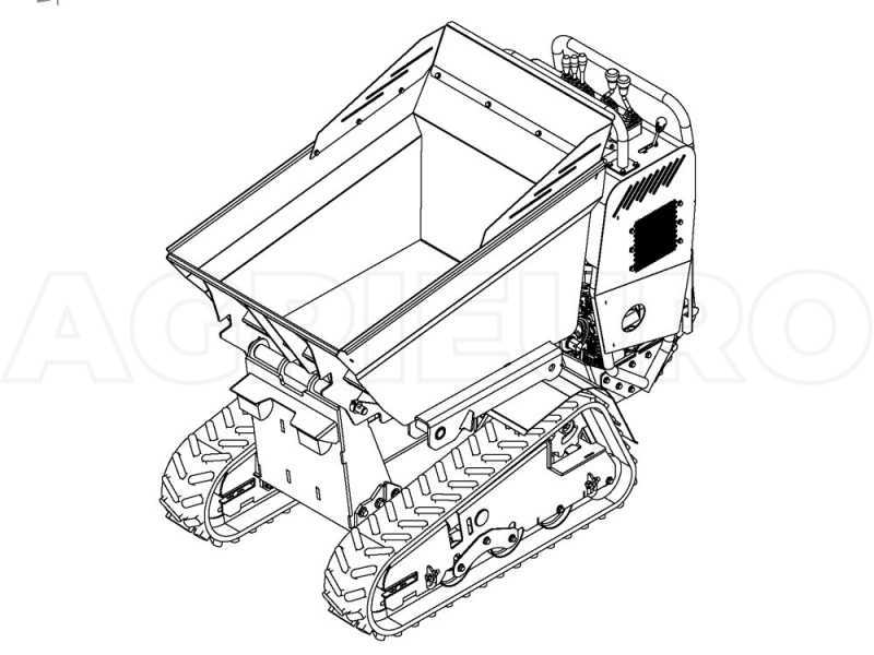 Brouette &agrave; moteur sur chenilles AgriEuro Top-Line CARGO J 10000 HED 4.0 avec joystick - Honda GXe630 - Avec pelle et b&eacute;tonni&egrave;re