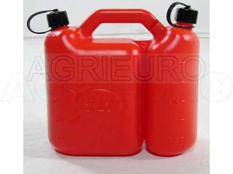 Bidon double 5 + 2,5 l pour carburant et huile avec bec verseur flexible