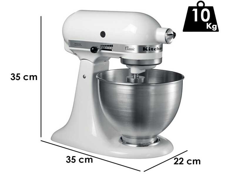 KitchenAid Classic 5K45SS-EWH Blanc - Batteur m&eacute;langeur plan&eacute;taire