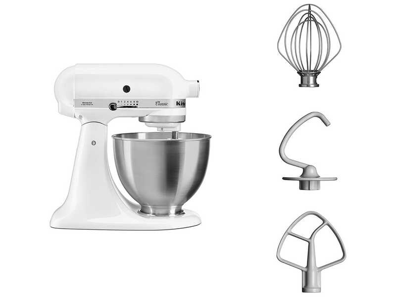 KitchenAid Classic 5K45SS-EWH Blanc - Batteur m&eacute;langeur plan&eacute;taire