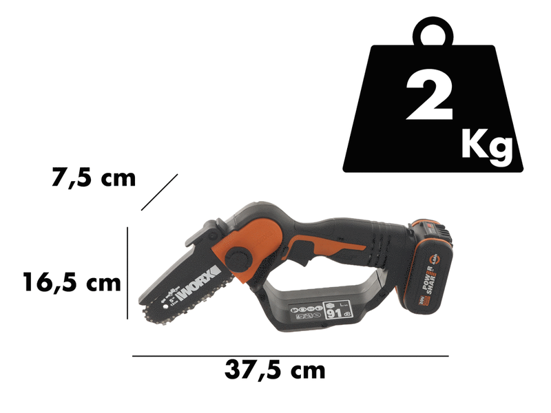 &Eacute;lagueuse manuelle &agrave; batterie Worx WG324E 20 V 2 Ah + perche de rallonge - BATTERIE SUPPL&Eacute;MENTAIRE GRATUITE
