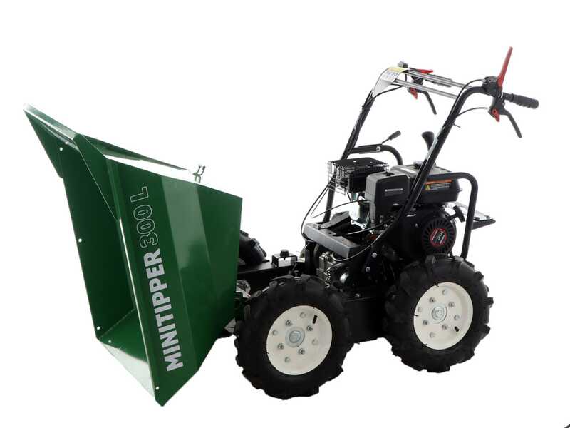 Brouette 4x4 &agrave; essence  GreenBay MiniTipper 300 L - Moteur Loncin G200F