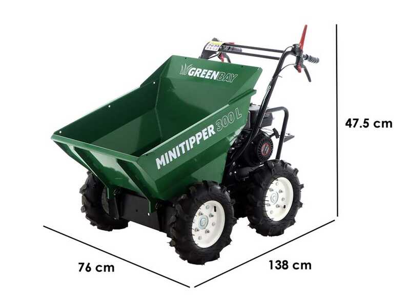 Brouette 4x4 &agrave; essence  GreenBay MiniTipper 300 L - Moteur Loncin G200F