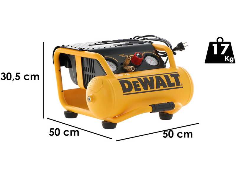 DeWalt DPC10RC-QS - Compresseur d'air &eacute;lectrique portatif monophas&eacute;, oil-less - Moteur 2 CV - 10 L