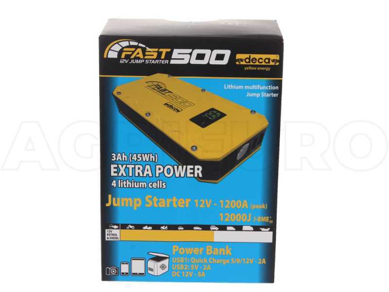 D&eacute;marreur portable multifonction et batterie externe Deca Fast 500