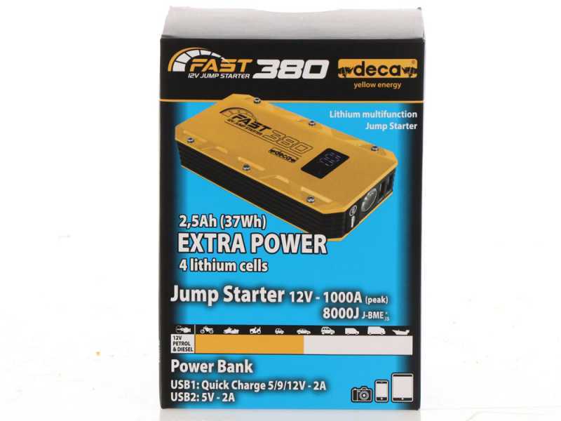 D&eacute;marreur portable multifonction et batterie externe Deca Fast 380