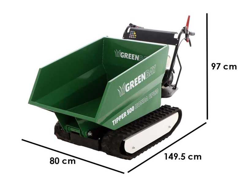 Brouette motoris&eacute;e &agrave; chenilles dumper GreenBay Tipper 500 - Moteur Honda GP160