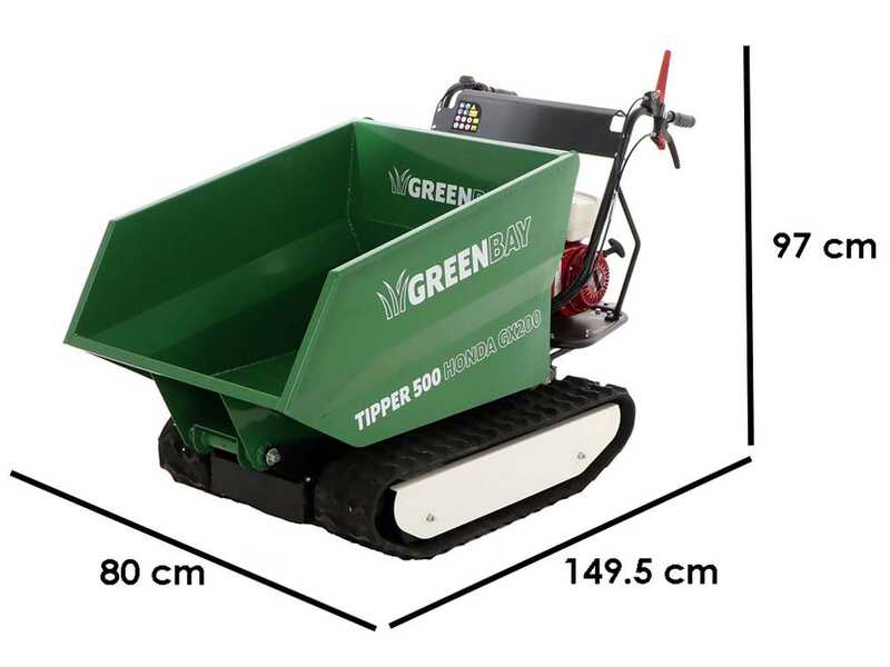 Brouette &agrave; chenilles dumper GreenBay Tipper 500 - Moteur Honda GX200